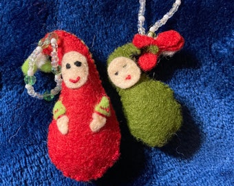 2 pixie baby ornament set big sibling, baby sibling for Christmas, elves, babies, adorable, holiday, wreath, garland, tree or gift topper