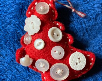 Set of 5 small Christmas tree ornaments, great to add to gift bows,  tree collectors, Christmas, gift topper, friends, teachers, neighbors