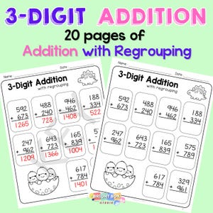 3-Digit Addition Worksheets with Regrouping | Fun & Engaging Math Practice for 2nd and 3rd Grade