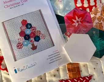 Modern Hexie Christmas Tree mini quilt pattern