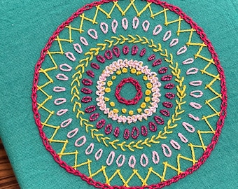 Stick and Stick Geometric Circles Embroidery pattern, peel and stick water soluble transfer paper
