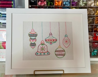 Holiday Baubles Embroidery Pattern Digital Download