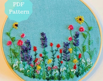 Whimsical Wildflowers PDF Hand Embroidery Pattern