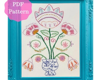Floral Whimsy PDF  A Modern Hand Embroidery Pattern stitch along this summer