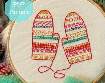 Winter Mittens PDF Hand Embroidery Pattern