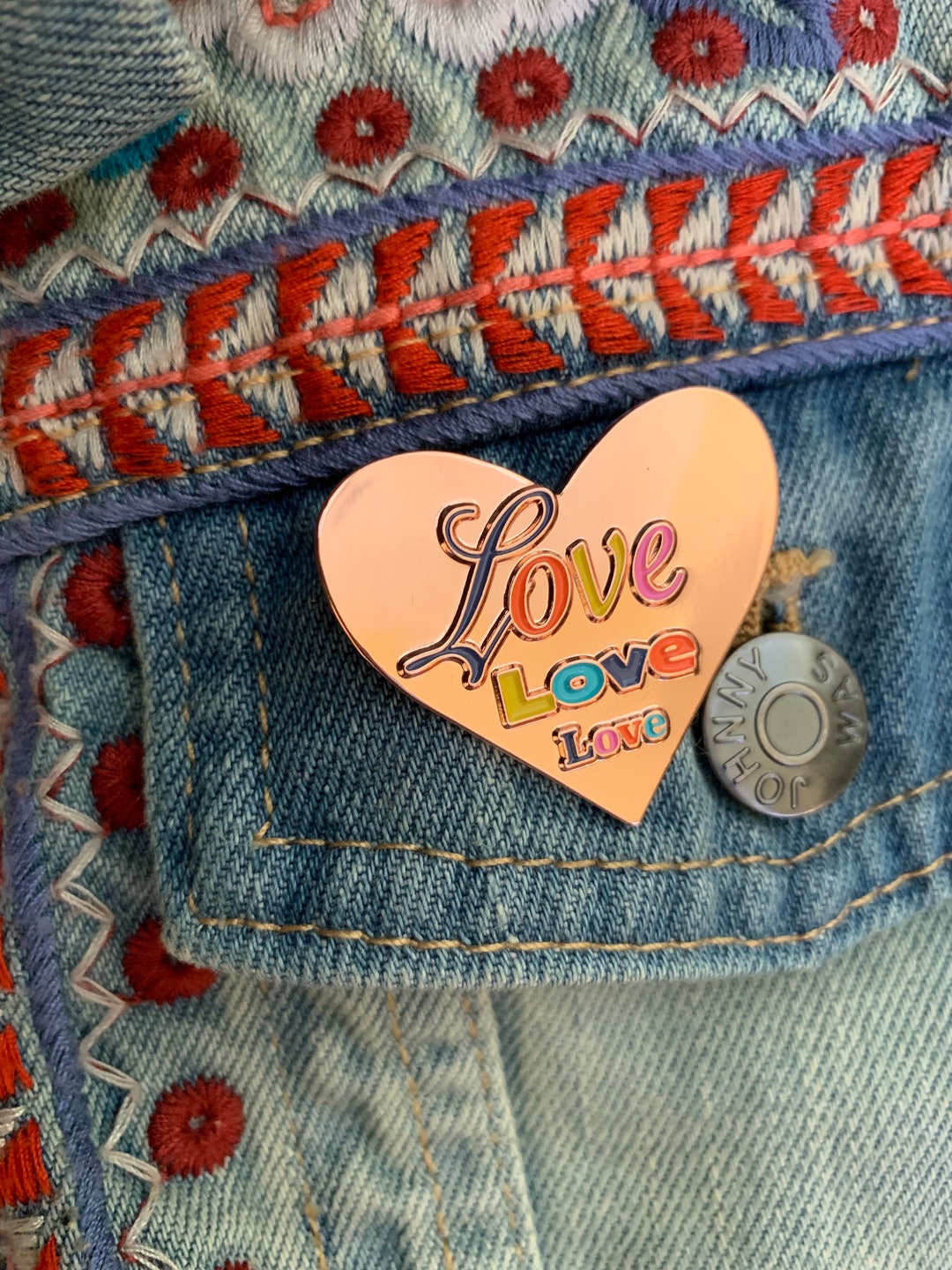 Love Love Love Rose Gold Enamel Pin - Etsy Israel