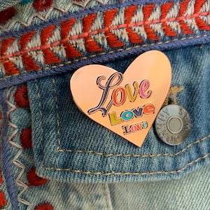 Love Love Love rose gold enamel pin
