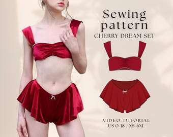 Velvet Crop Top & Shorts Sewing Pattern: Beginner Loungewear (Size XS-6XL) (PDF Pattern)