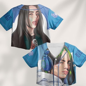 Billie Eilish Crop Top Baseball Jersey: Hit Me Hard and Soft Concert Outfit