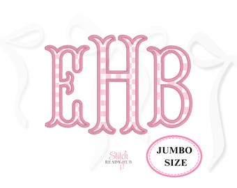 Fishtail Monogram Applique Jumbo Embroidery Font, 8 Sizes 8 Formats + BX, Machine Embroidery Design File, Instant Download BX Fonts Alphabet