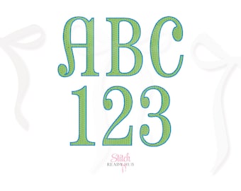 Pharmacy Fill Stitch Run Embroidery Font, 6 Sizes 8 Formats + BX, Machine Embroidery Design File, Instant Download 2 Color BX Fonts Alphabet