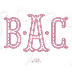 Fishtail Dotted Monogram Embroidery Font, 5 Sizes 8 Formats + BX, Monogram Font Files, Instant Download BX Fonts Monogram Alphabet