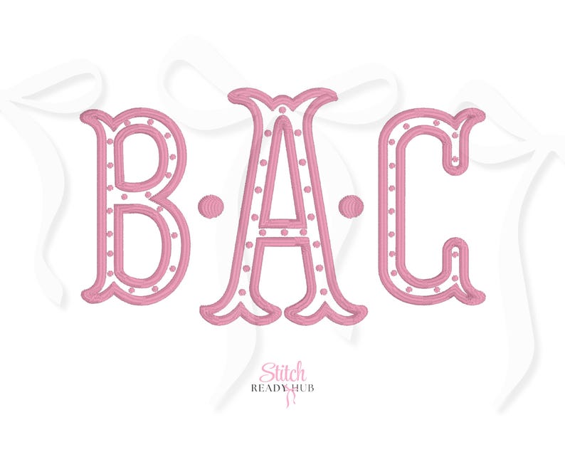 Fishtail Dotted Monogram Embroidery Font, 5 Sizes 8 Formats + BX ...