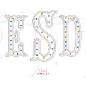 Fishtail Heart Monogram Embroidery Font, 5 Sizes 8 Formats + BX, Monogram Font, Instant Download BX Fonts Monogram Alphabet