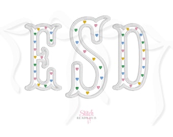 Fishtail Heart Monogram Embroidery Font, 5 Sizes 8 Formats + BX, Monogram Font, Instant Download BX Fonts Monogram Alphabet