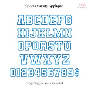 Sport Applique Embroidery Font, Athletic Embroidery Font, Machine Embroidery Letters, College Monogram Font, Digital Applique Font, BX Embroidery Font, Custom Alphabet, Varsity Style, Sewing Designs, Embroidery Pattern, DIY Embroidery, Personalized Font