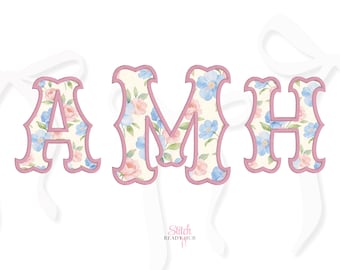 Applique Embroidery Font BX – Prairie Rose Satin Stitch, Native BX Font, Machine Embroidery Design, 9 Sizes | Multi Format