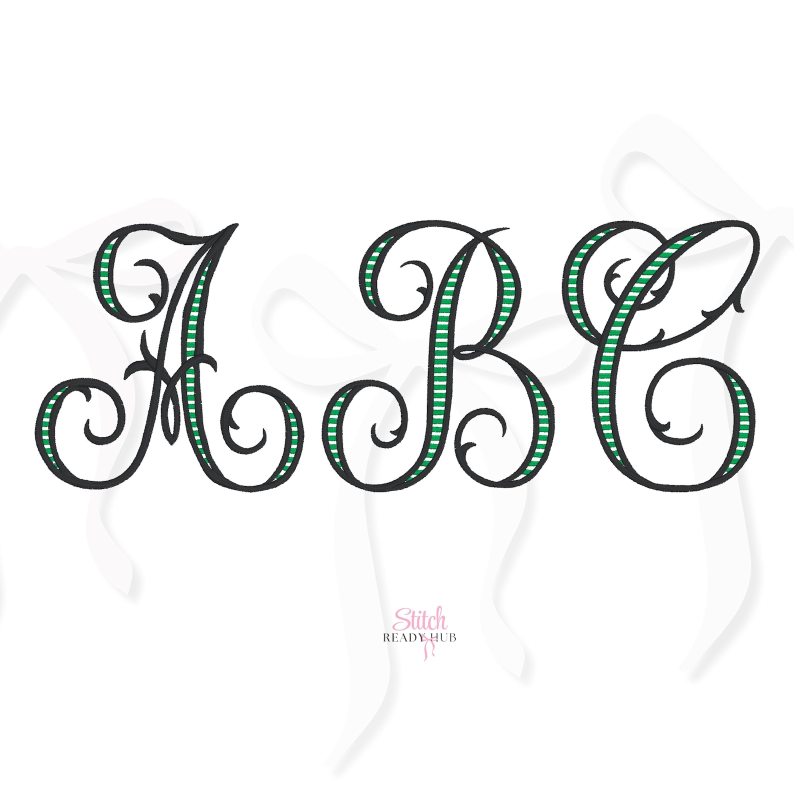 Striped Interlocking Vine Monogram Machine Embroidery Design, 7 Sizes 8 ...