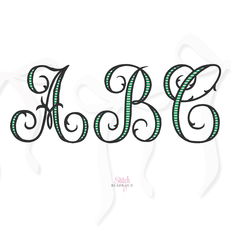 Striped Interlocking Vine Monogram Machine Embroidery Design, 7 Sizes 8 ...