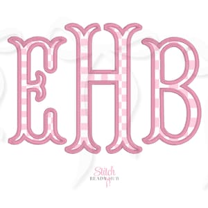 Fishtail Monogram Applique Embroidery Font, 5 Sizes 8 Formats + BX, Machine Embroidery Design File, Instant Download BX Fonts Alphabet