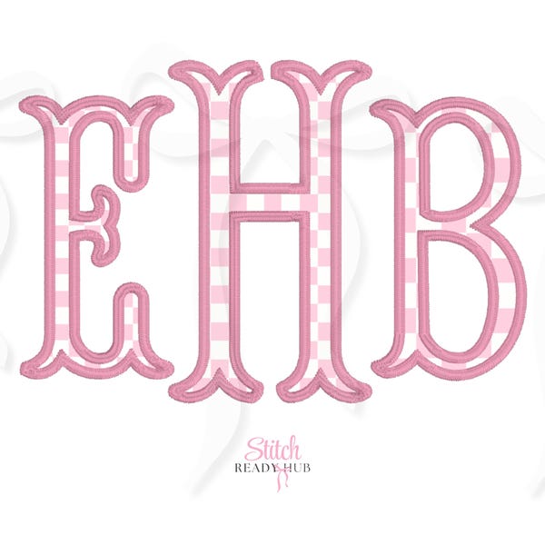 Fishtail Monogram Applique Embroidery Font, 5 Sizes 8 Formats + BX, Machine Embroidery Design File, Instant Download BX Fonts Alphabet