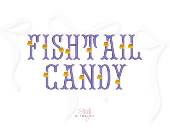 Fishtail Candy Monogram Embroidery Font, 6 Sizes 8 Formats + BX, Machine Embroidery Design File, Instant Download Halloween BX Fonts