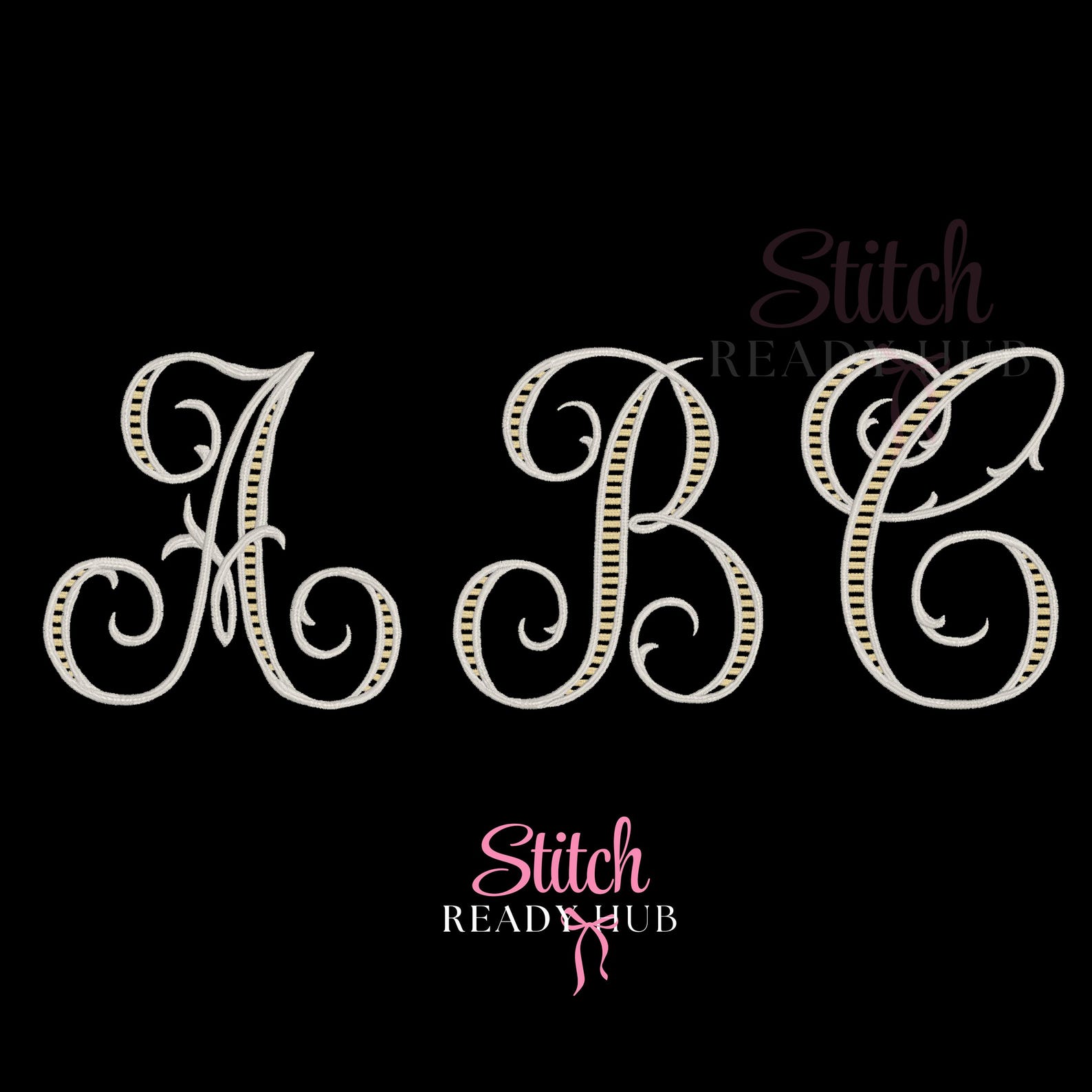 Striped Interlocking Vine Monogram Machine Embroidery Design, 7 Sizes 8 ...