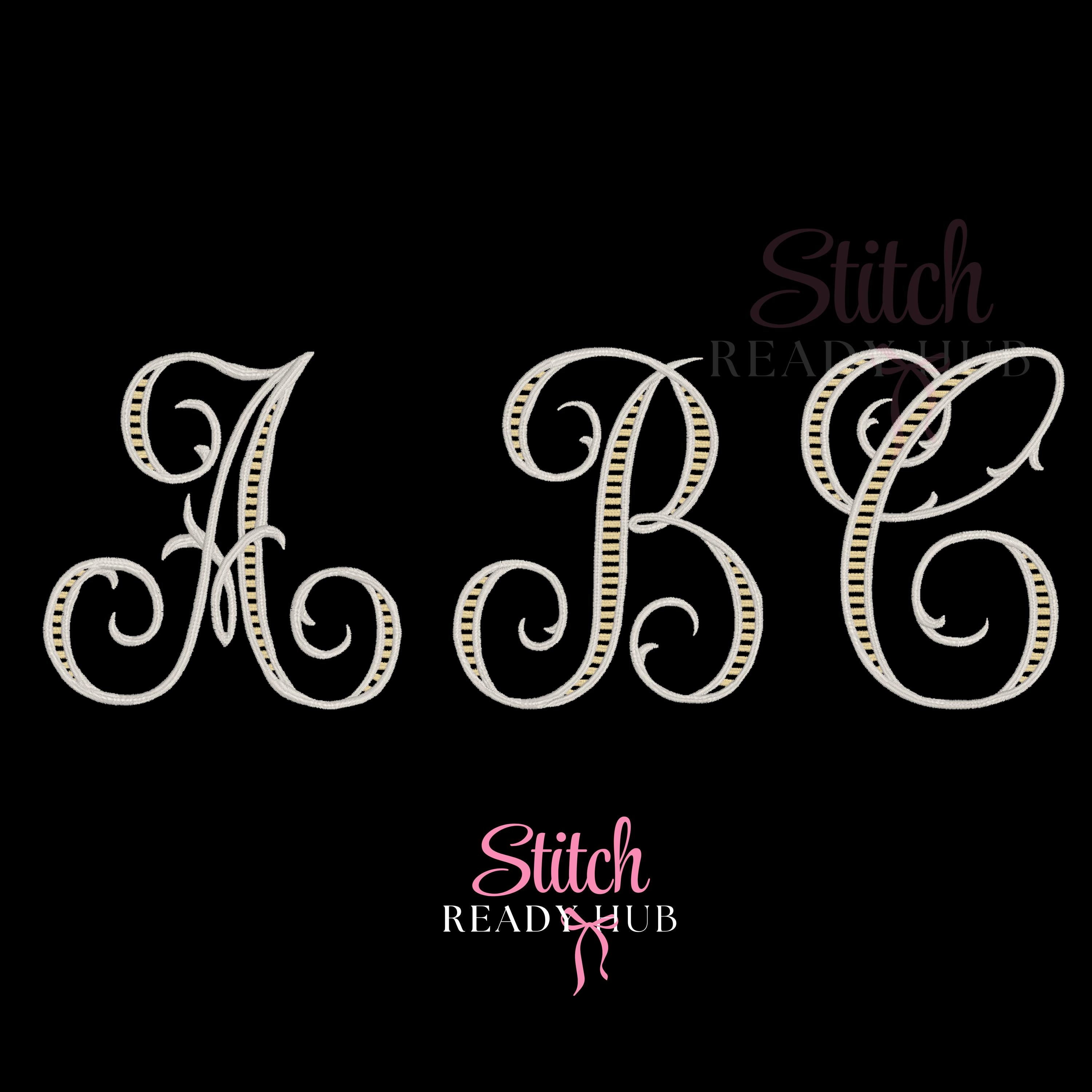 Striped Interlocking Vine Monogram Machine Embroidery Design, 7 Sizes 8 ...