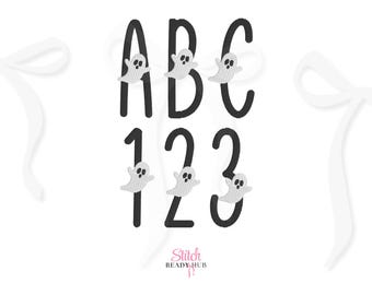 Ghost Fill Stitch FONT machine embroidery designs sizes 2 to 4 inch ,Halloween mini Digital Download monogram alphabet letters numbers BX