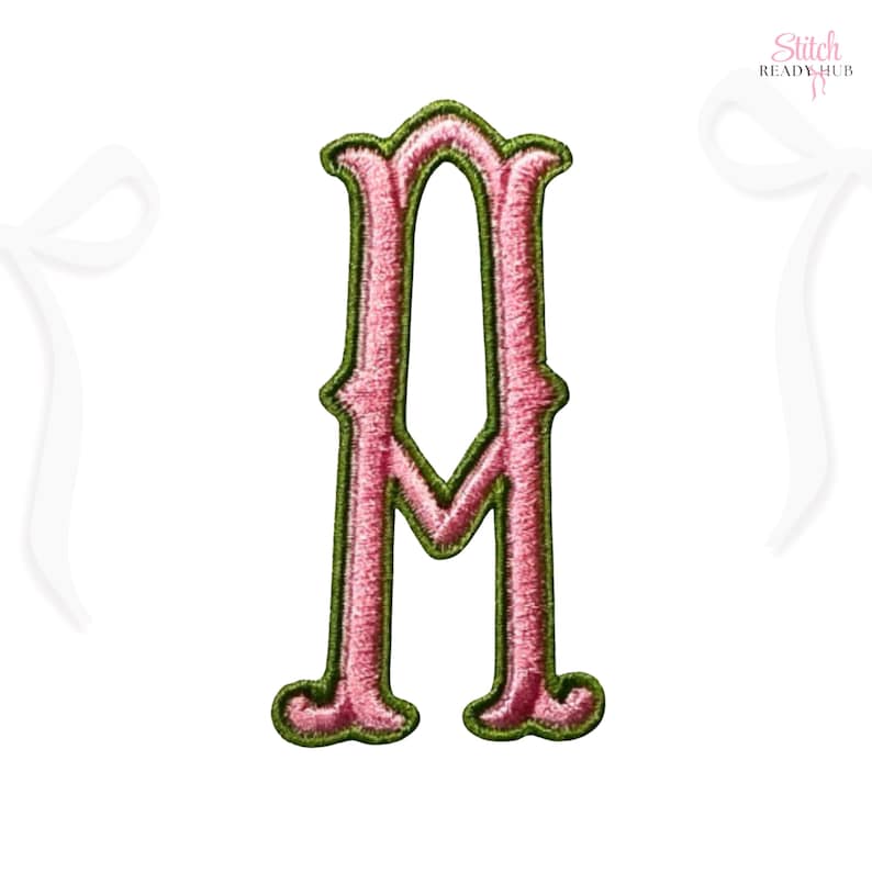 Fishtail Monogram 2 Color Satin Stitch Embroidery Font, 4 Sizes 8 ...