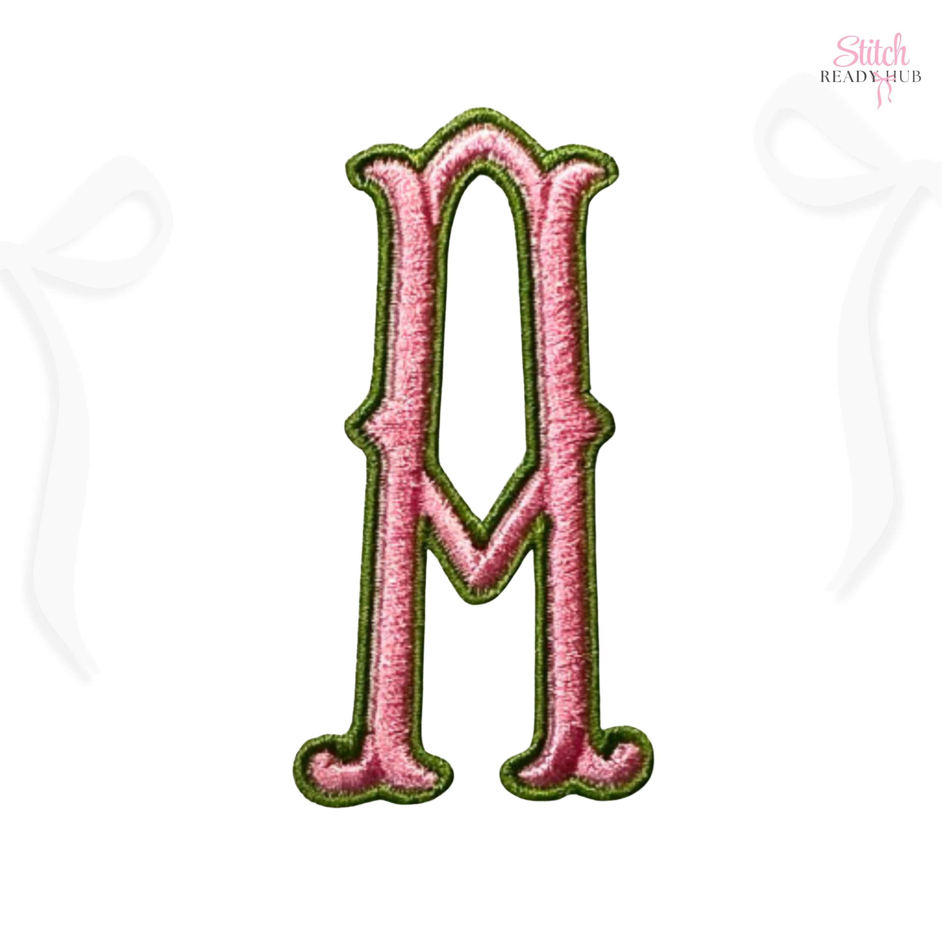 Fishtail Monogram 2 Color Satin Stitch Embroidery Font, 4 Sizes 8 ...