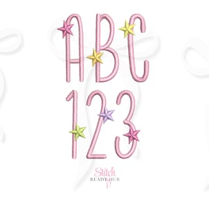Star satin stitch FONT machine embroidery designs sizes 1 to 4 inch size Digital Download font monogram alphabet letters numbers BX