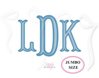 Fishtail Monogram 2 Color Jumbo Embroidery Font, 8 Sizes 8 Formats + BX, Machine Embroidery Design File, Instant Download BX Fonts Alphabet