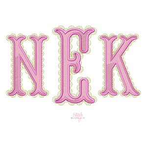 Lace Fishtail Monogram 2 Color Embroidery Font, 8 Sizes 8 Formats + BX, Machine Embroidery Design File, Instant Download BX Fonts Alphabet