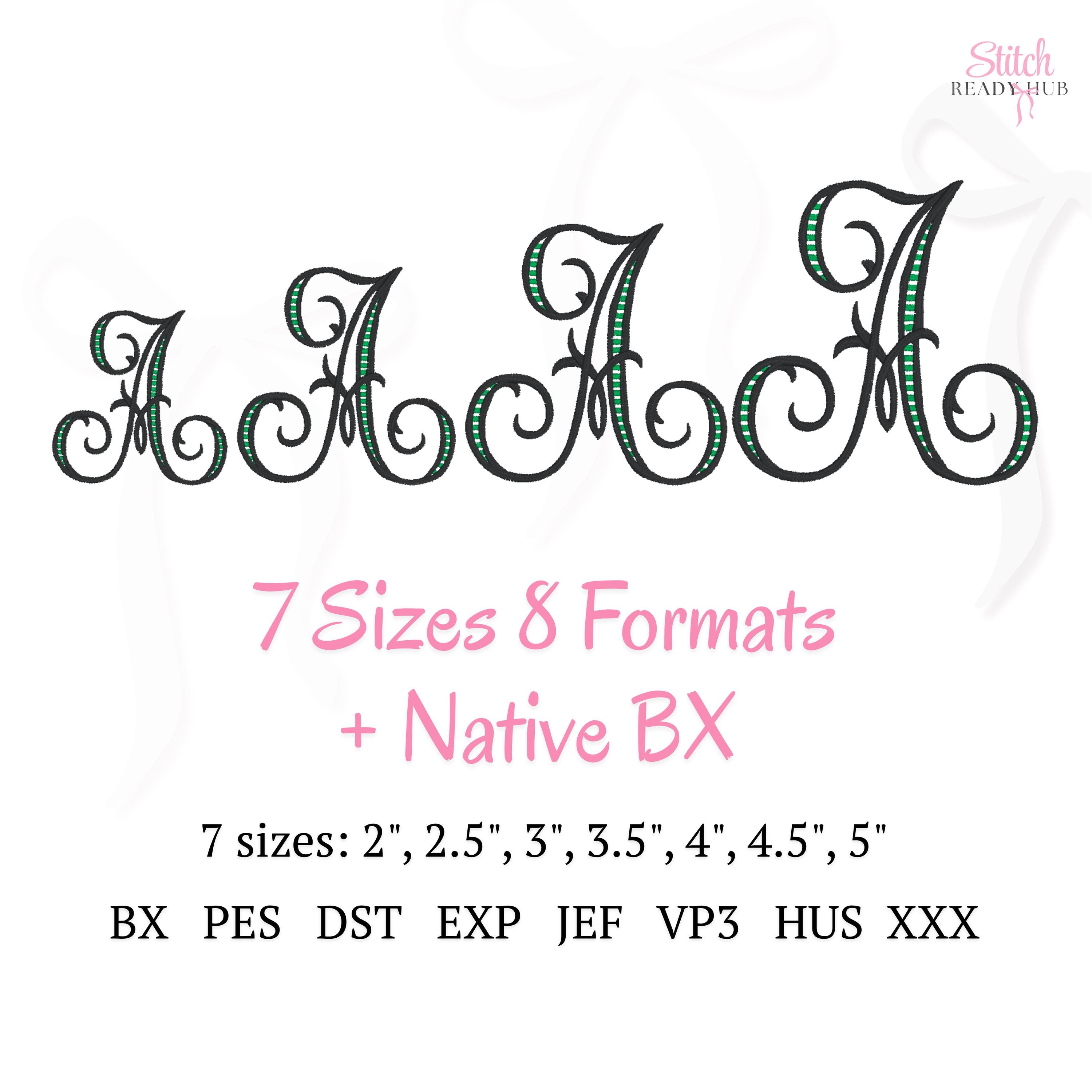 Striped Interlocking Vine Monogram Machine Embroidery Design, 7 Sizes 8 ...