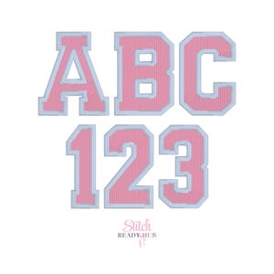 Varsity 2 Color Embroidery Font, 6 Sizes 8 Formats + BX, Instant Download BX Fonts Monogram Alphabet, College University Outline Varsity