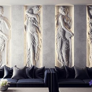 Wall Decor 4 Goddeses | Bas -relief art | Wall sculpture