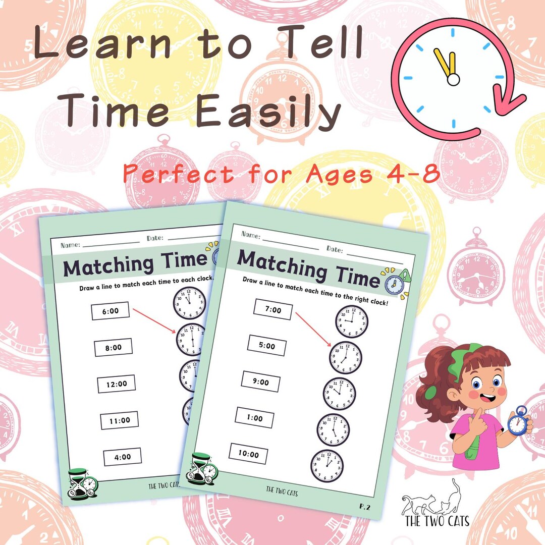 Matching Time Worksheets | Learn to Tell Time With Clock Activities ...