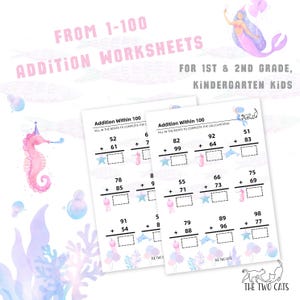 10 Printable Addition Worksheets for Kids Ages 5-7 | Fun Printable Math Activities (1-100) | Engage & Learn ! Summer worksheets