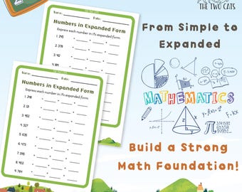 Expanded Form Math Worksheets for Grades 1-3 | Ages 6-8