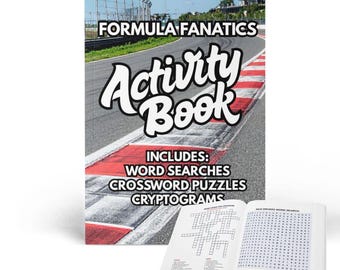 Activity Book | Racing Activity Book for Kids, Crosswords Word Search Coloring, Motorsport Gift
