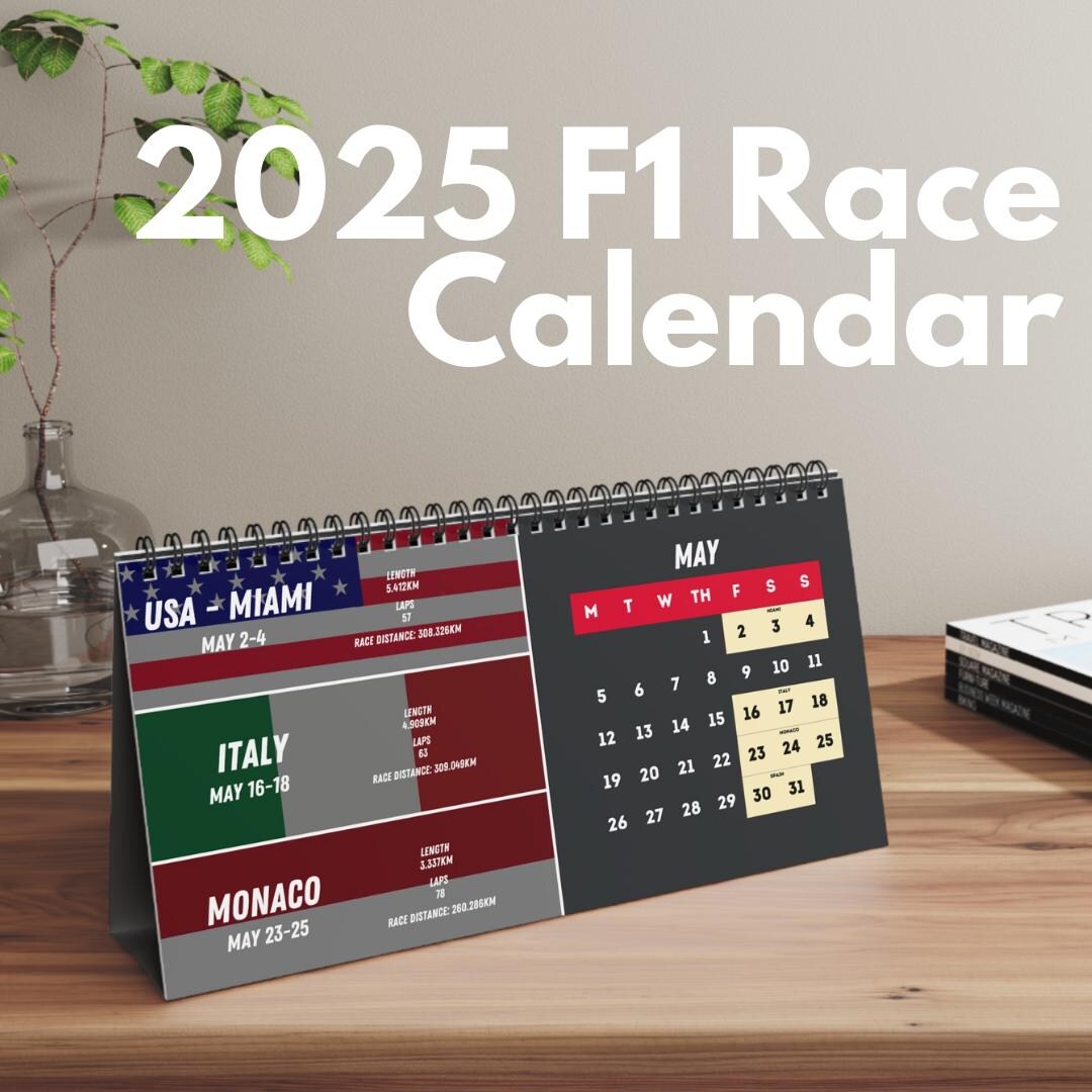 2025 F1 Race Schedule Desk Calendar, Formula 1 Calendar, F1 Art, Formula 1 Gifts, F1 Gift, Gift