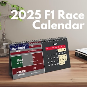2025 F1 Race Schedule Desk Calendar, Formula 1 Calendar, F1 Art, Formula 1 Gifts, F1 Gift, Gift For F1 Fan, Formula One, F1 Art, 2025 F1