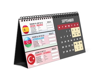 2027 Calendar | Motorsport Race Schedule Desk Calendar, Race Weekend Tracker Gift for Racing Fans