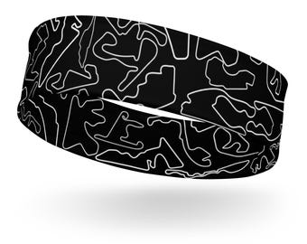 Track Wraps White Black Headband | Twist Motorsport Headband, Gift for Racing Fans, Workout Hairband