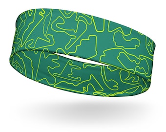 Track Wraps Yellow & Green Headband | Twist Motorsport Headband, Gift for Racing Fans, Workout Hairband