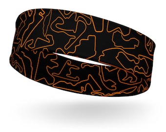 Track Wraps Orange Black Headband | Twist Motorsport Headband, Gift for Racing Fans, Workout Hairband