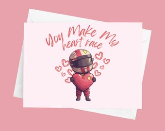 Racing Valentine Greeting Card | Funny Motorsport Card, Valentine's Day Gift for Racing Fans