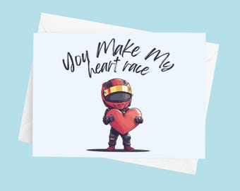 Racing Valentine Greeting Card | Funny Motorsport Card, Valentine's Day Gift for Racing Fans