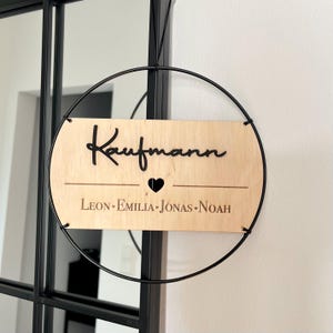 Housewarming gift, housewarming gift, housewarming gift, moving gift, personalized family sign in metal ring, door wreath family sign